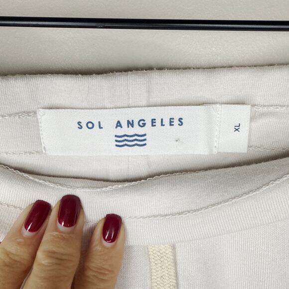 Sol Angeles Mesh Scallop Drawcord Mini Skirt MSRP $104‎ Size XL Ecru Soft Fleece - Picture 6 of 9